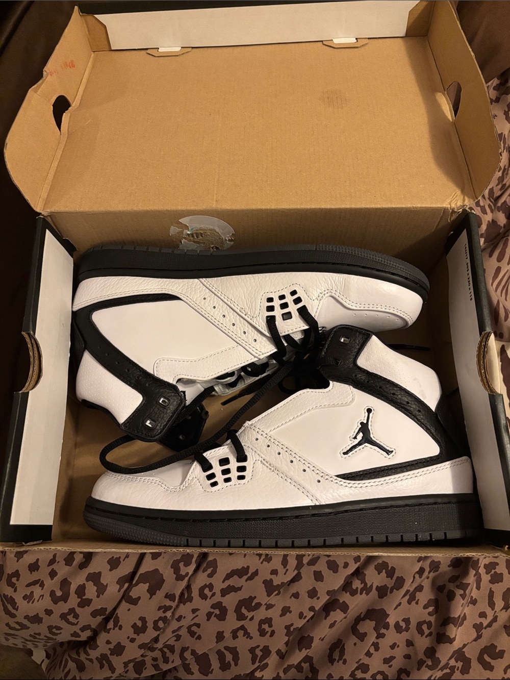 Jordan 1 Flight High-Top Sneakers in White and Black
